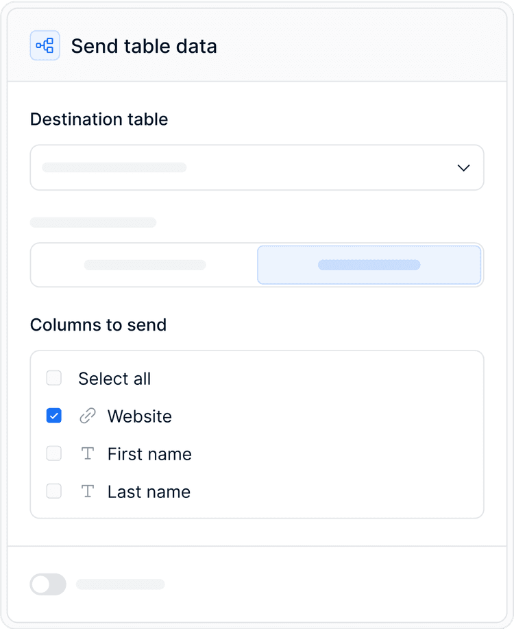 Send table data